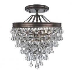 Calypso 13 in. 3-Light Vibrant Bronze Semi-Flush Mount by Crystorama