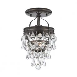 Calypso 7.25 in. 1-Light Vibrant Bronze Semi-Flush Mount by Crystorama
