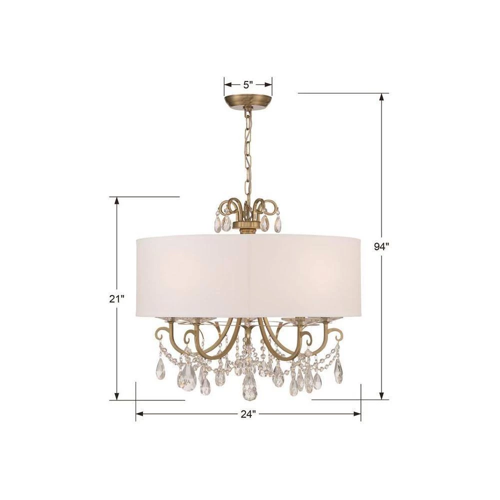 Othello 5-Light Vibrant Gold Shaded Chandelier with Silk Shade by Crystorama 7 Othello 5-Light Vibrant Gold Shaded Chandelier with Silk Shade by Crystorama - Image 5