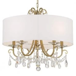 Othello 5-Light Vibrant Gold Shaded Chandelier with Silk Shade by Crystorama