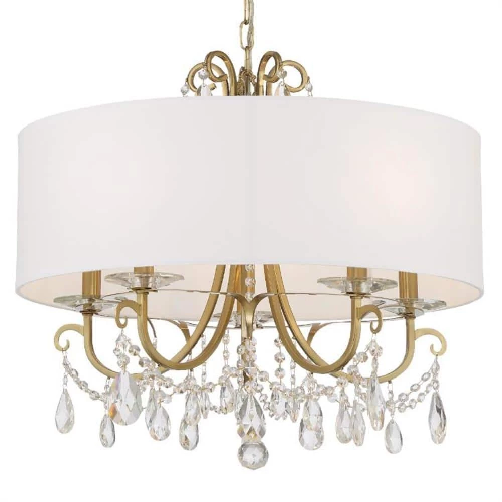 Othello 5-Light Vibrant Gold Shaded Chandelier with Silk Shade by Crystorama 3 Othello 5-Light Vibrant Gold Shaded Chandelier with Silk Shade by Crystorama