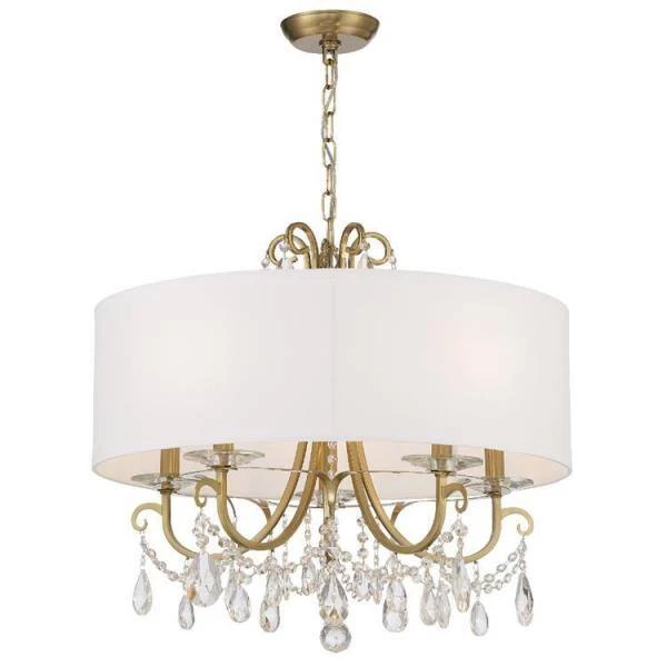 Othello 5-Light Vibrant Gold Shaded Chandelier with Silk Shade by Crystorama 4 Othello 5-Light Vibrant Gold Shaded Chandelier with Silk Shade by Crystorama - Image 2