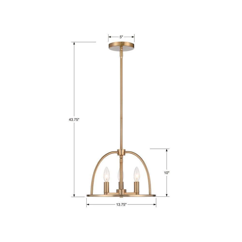 Abbott 3-Light Vibrant Gold Chandelier by Crystorama 7 Abbott 3-Light Vibrant Gold Chandelier by Crystorama - Image 5