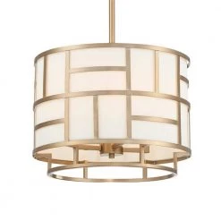 Danielson 4-Light Vibrant Gold Shaded Chandelier with Silk Shade by Crystorama