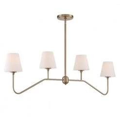Keenan 4-Light Vibrant Gold Linear Chandelier with Glass Shade by Crystorama