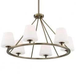 Keenan 6-Light Vibrant Gold Standard Chandelier with Glass Shade by Crystorama