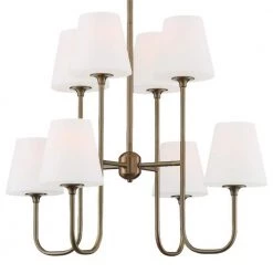 Keenan 8-Light Vibrant Gold Crystal Chandelier with Glass Shade by Crystorama