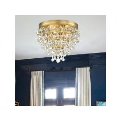 Calypso 10.5 in. 3-Light Vibrant Gold Flush Mount by Crystorama -Crystorama popular store vibrant gold crystorama flush mount lights 135 vg 1f 1000