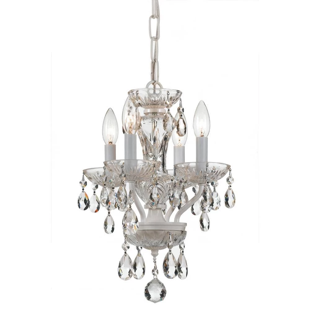 Traditional Crystal 4-Light White Mini Chandelier by Crystorama 3 Traditional Crystal 4-Light White Mini Chandelier by Crystorama